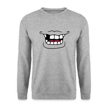 mouth grin laugh funny tooth gluecke comic cartoo - Unisex Sweatshirt - salt & pepper - Front - Alina (178cm) & Michal (187cm)