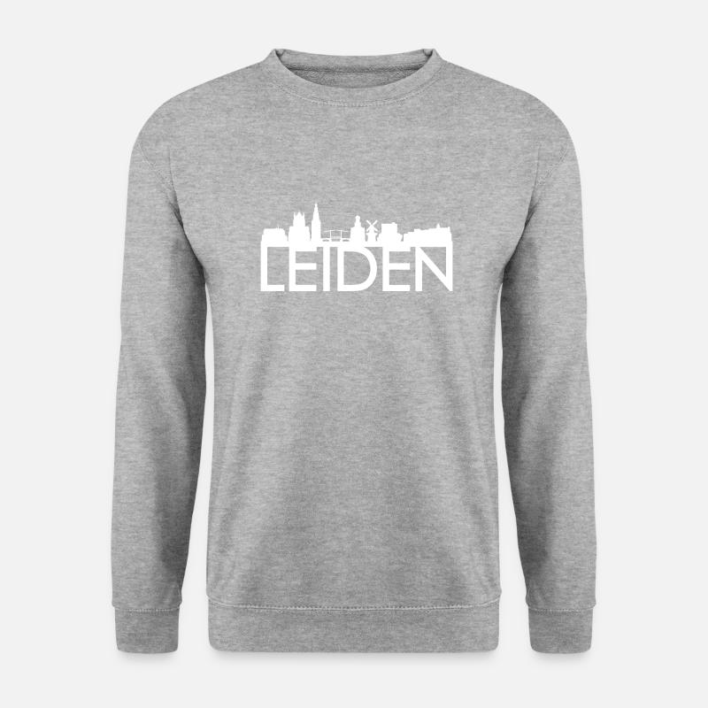 Leiden Niederlande Skyline Geschenk Idee - Unisex Pullover - Weißgrau meliert