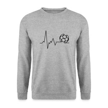 herzschlag fussball - Unisex Pullover - Weißgrau meliert - Vorne - Alina (178cm) & Michal (187cm)