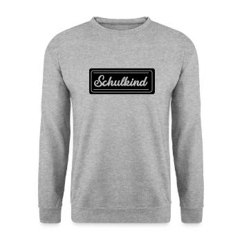 schulkind_tafel - Unisex Pullover - Weißgrau meliert - Vorne - Alina (178cm) & Michal (187cm)