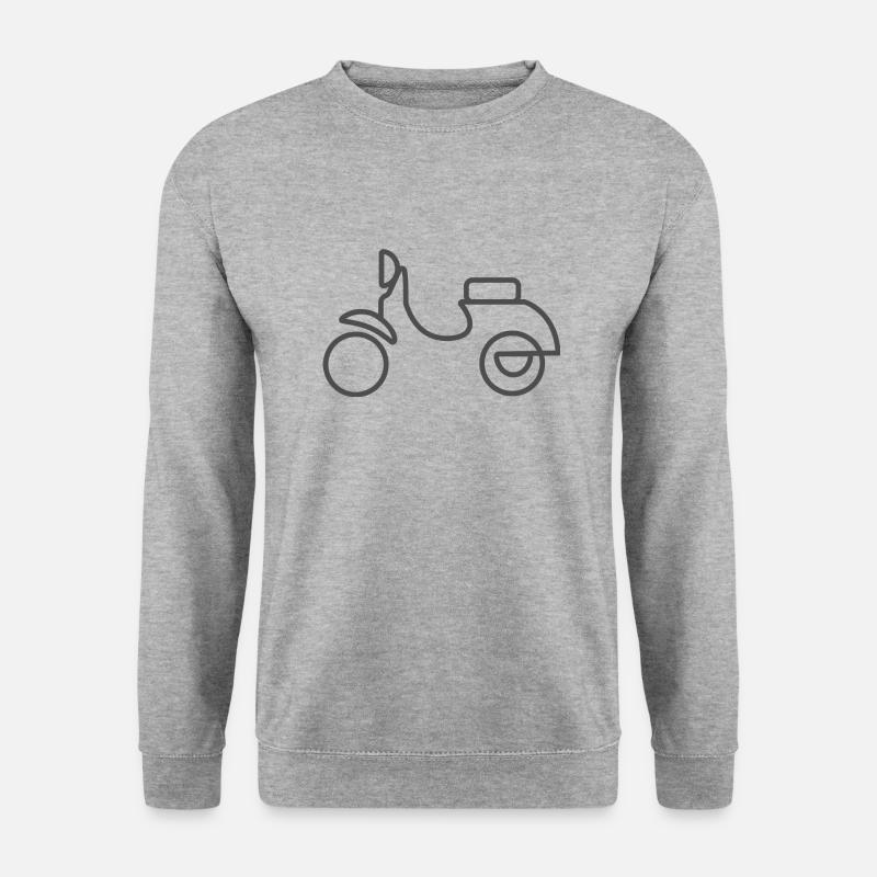 Roller lineart, minimalistischer Scooter - Unisex Pullover - Weißgrau meliert