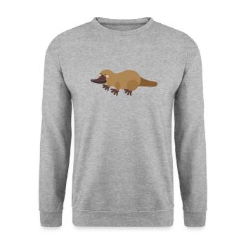 Schnabeltier - Unisex Pullover - Weißgrau meliert - Vorne - Alina (178cm) & Michal (187cm)
