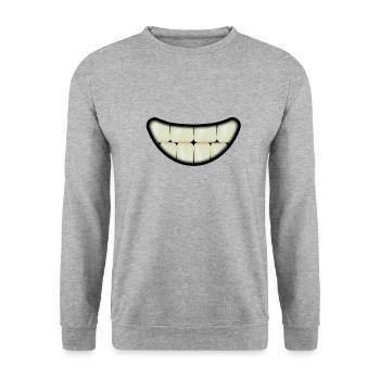Smiling mouth with big teeth - Unisex Sweatshirt - salt & pepper - Front - Alina (178cm) & Michal (187cm)