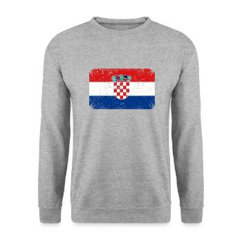 Croatia flag Vintage Adria Croatian used look - Unisex Sweatshirt - salt & pepper - Front - Alina (178cm) & Michal (187cm)