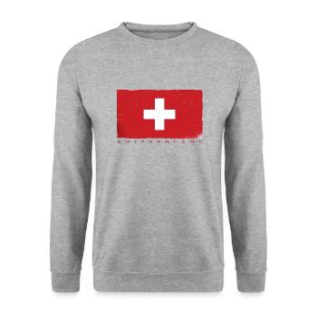 Switzerland Cross Swiss Flag Schwiiz Decoration - Unisex Sweatshirt - salt & pepper - Front - Alina (178cm) & Michal (187cm)