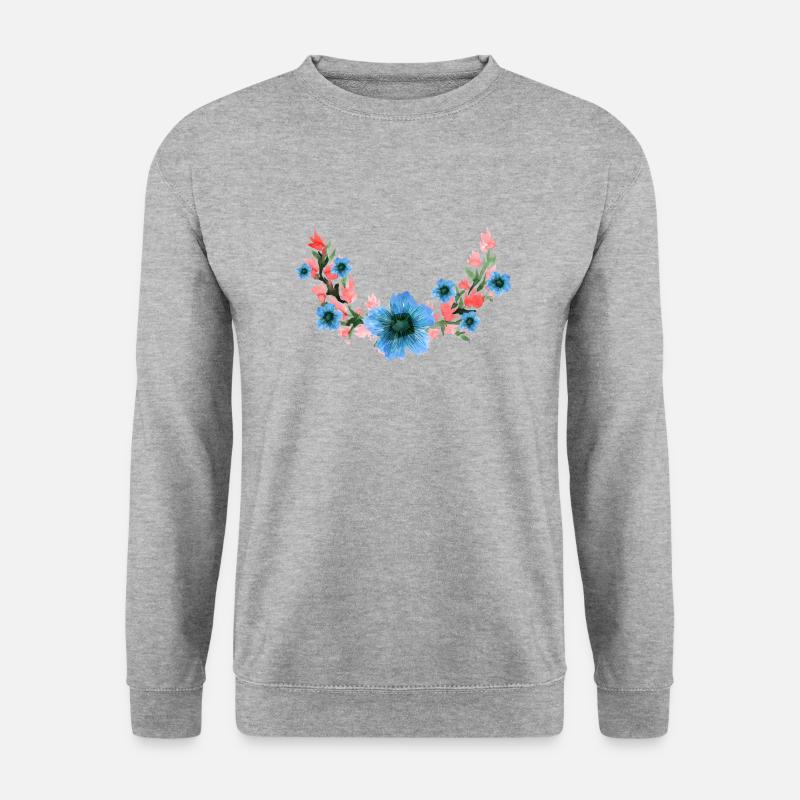 Blume - Unisex Pullover - Weißgrau meliert