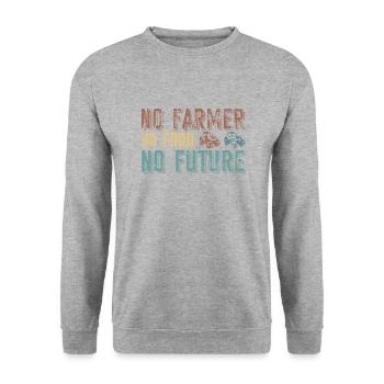 Farmer No foot No Future- Farmer Tractor - Unisex Sweatshirt - salt & pepper - Front - Alina (178cm) & Michal (187cm)