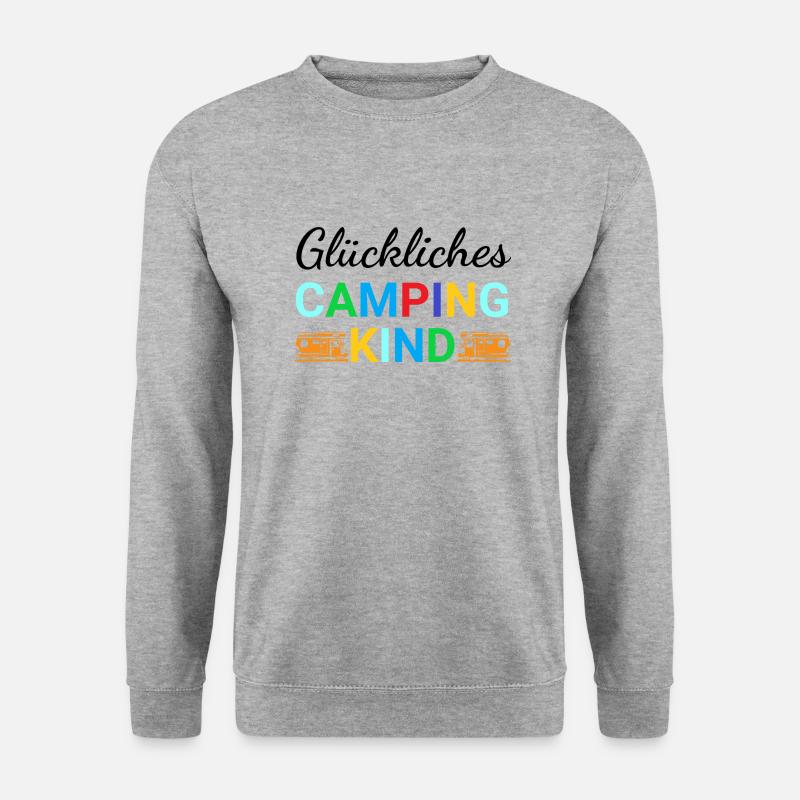Glückliches Camping Kind - Unisex Pullover - Weißgrau meliert