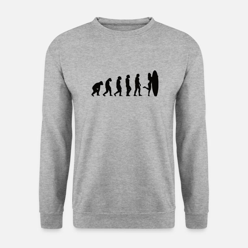 Surfer Surfboard Surf Evolution Surf - Sweat-shirt Unisexe - gris chiné