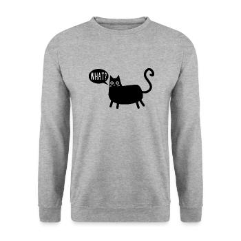 Cat What Black Cat - Unisex Pullover - Weißgrau meliert - Vorne - Alina (178cm) & Michal (187cm)