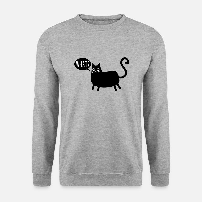 Cat What Black Cat - Unisex Pullover - Weißgrau meliert