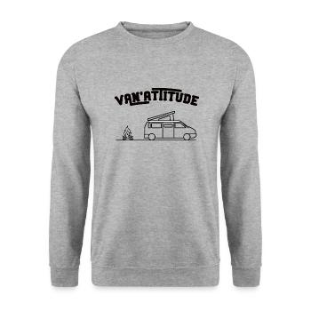 Van attitude cadeau humour van camping car - Sweat-shirt Unisexe - gris chiné - Devant - Alina (178cm) & Michal (187cm)