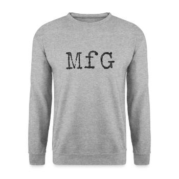 Mit freundlichen Grüßen - Unisex Pullover - Weißgrau meliert - Vorne - Alina (178cm) & Michal (187cm)