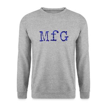 Mit freundlichen Grüßen - Unisex Pullover - Weißgrau meliert - Vorne - Alina (178cm) & Michal (187cm)