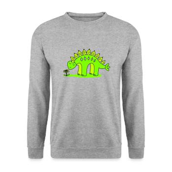 Little Dino smelling a flower - Unisex Sweatshirt - salt & pepper - Front - Alina (178cm) & Michal (187cm)