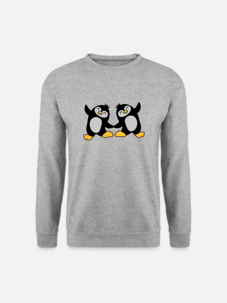 2 süße Pinguine tanzen - Unisex Pullover - Weißgrau meliert
