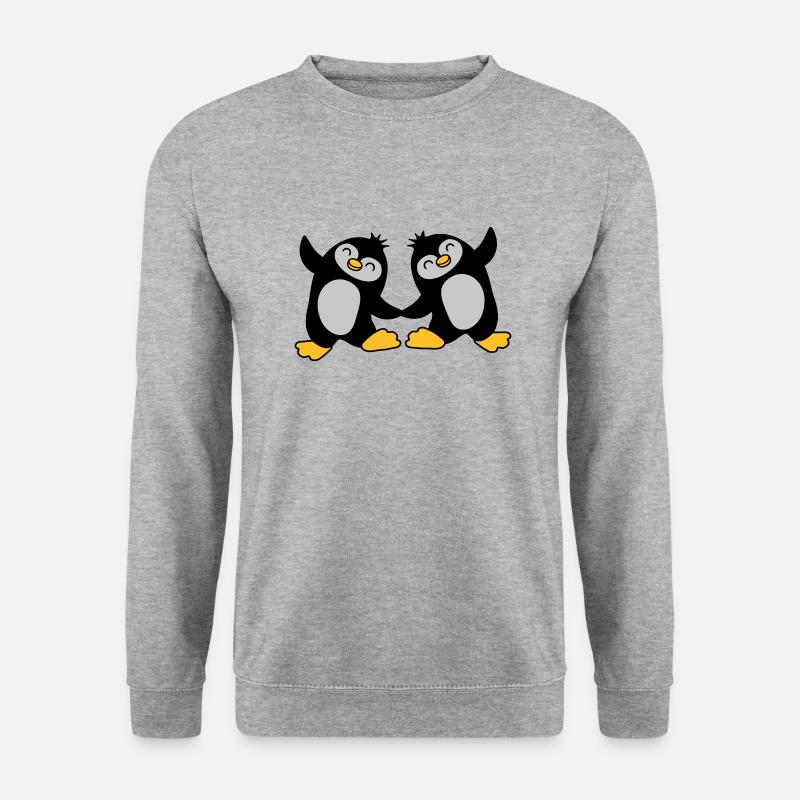 2 süße Pinguine tanzen - Unisex Pullover - Weißgrau meliert