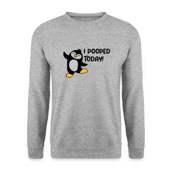 I pooped today Pinguin - Unisex Pullover - Weißgrau meliert - Vorne - Alina (178cm) & Michal (187cm)