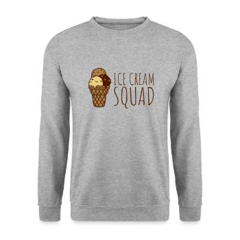 Niedliches Ice Cream Squad - Unisex Pullover - Weißgrau meliert - Vorne - Alina (178cm) & Michal (187cm)