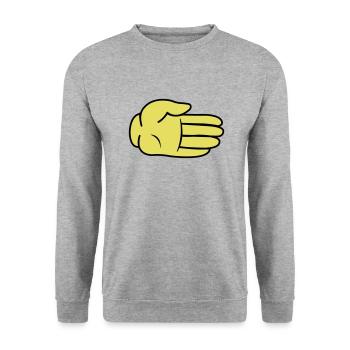 Hand Comic - Unisex Pullover - Weißgrau meliert - Vorne - Alina (178cm) & Michal (187cm)