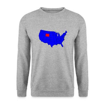 État du Wyoming Emplacement - Sweat-shirt Unisexe - gris chiné - Devant - Alina (178cm) & Michal (187cm)