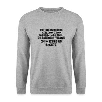 Ich weiß nicht wie ich dich ansprechen soll - Unisex Pullover - Weißgrau meliert - Vorne - Alina (178cm) & Michal (187cm)