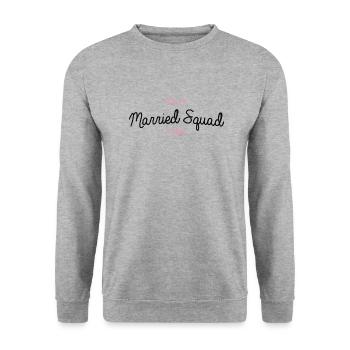T-shirt EVJF "Married Squad" - Sweat-shirt Unisexe - gris chiné - Devant - Alina (178cm) & Michal (187cm)