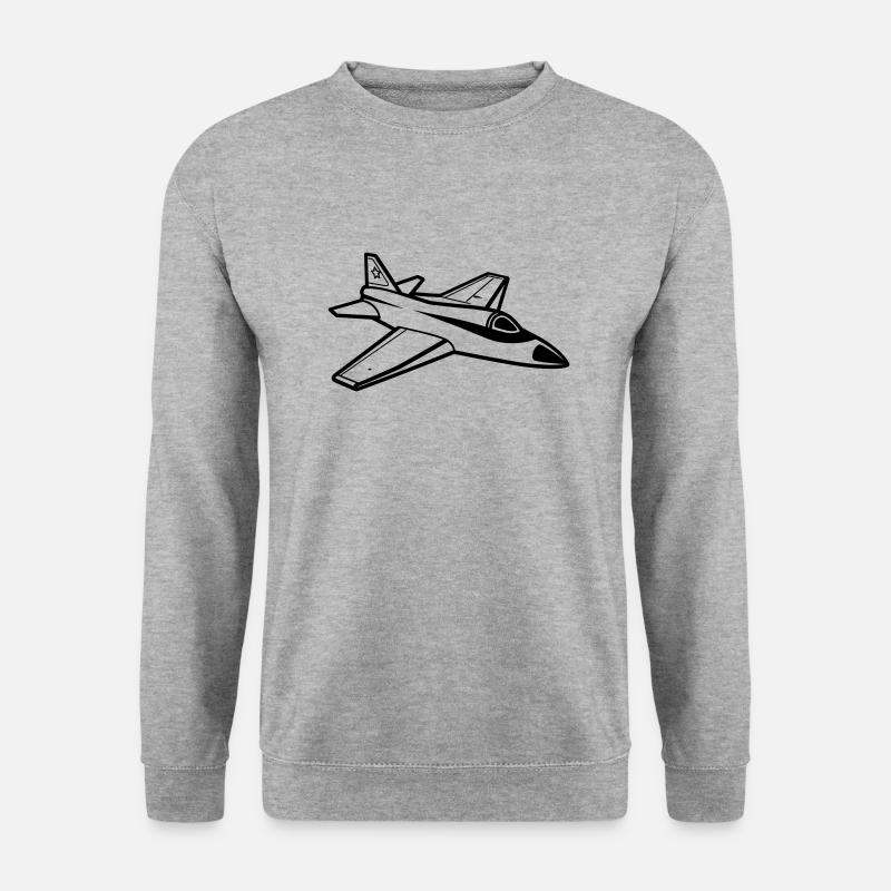Kampfjet - Unisex Pullover - Weißgrau meliert