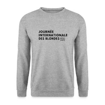 Journée internationale des blondes - Sweat-shirt Unisexe - gris chiné - Devant - Alina (178cm) & Michal (187cm)