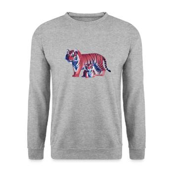 Two tigers, one heart (Dreamy Animals Collection) - Unisex Sweatshirt - salt & pepper - Front - Alina (178cm) & Michal (187cm)