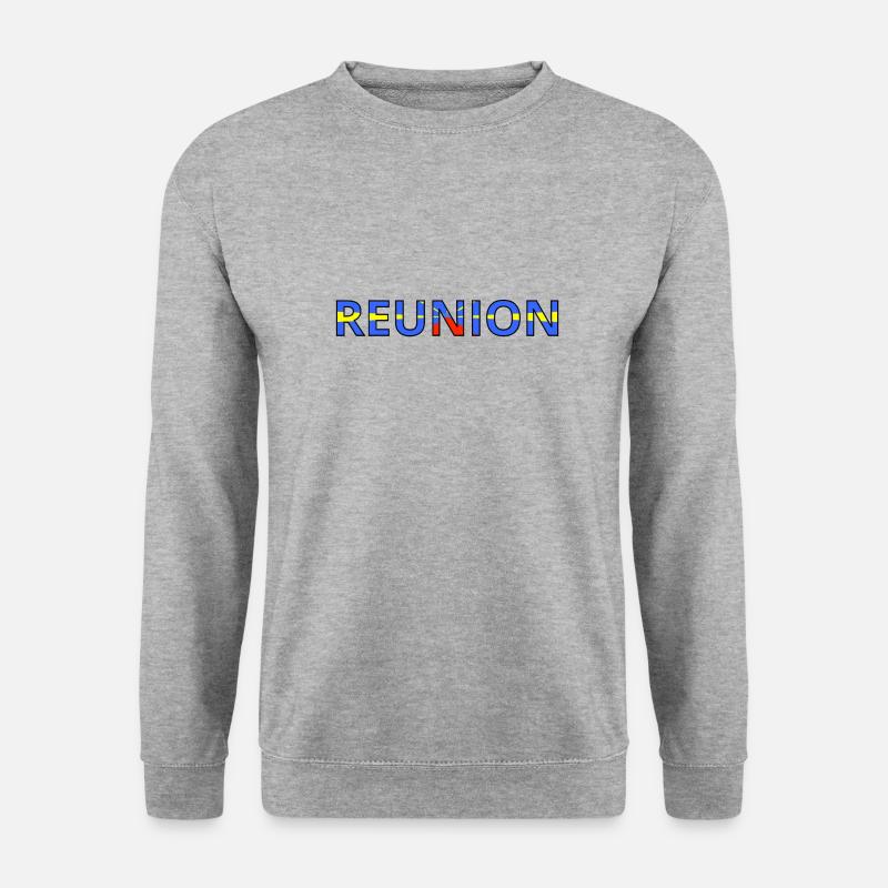 Reunion-Flagge - Unisex Pullover - Weißgrau meliert