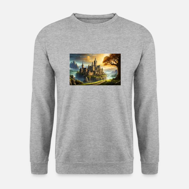 wunderschöne mythische Orte – Avalon - Unisex Pullover - Weißgrau meliert