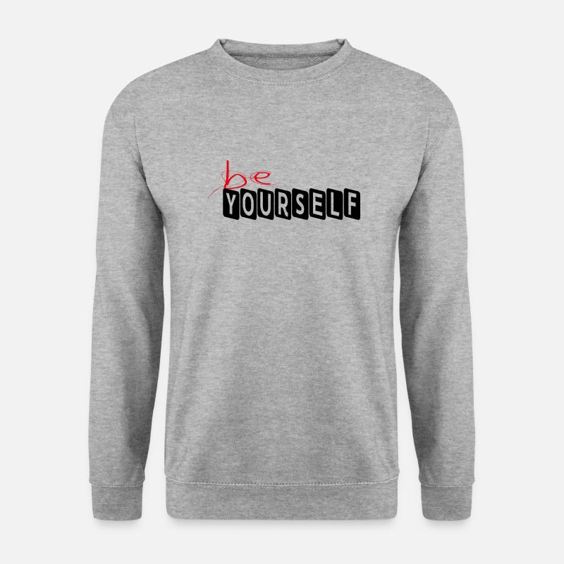 BE YOURSELF - Unisex Pullover - Weißgrau meliert