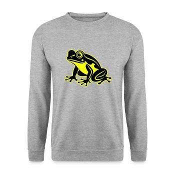 Frosch Symbol - Unisex Pullover - Weißgrau meliert - Vorne - Alina (178cm) & Michal (187cm)