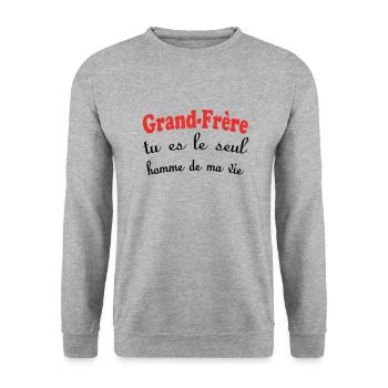 Großer Bruder, du bist der einzige Mann in meinem Leben - Unisex Pullover - Weißgrau meliert - Vorne - Alina (178cm) & Michal (187cm)