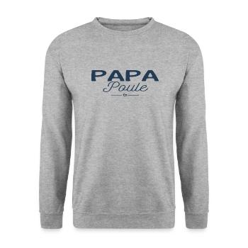Papa poule - Sweat-shirt Unisexe - gris chiné - Devant - Alina (178cm) & Michal (187cm)