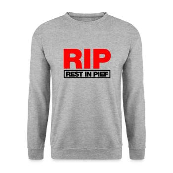 REPOS À PIEF (R.I.P.) - Sweat-shirt Unisexe - gris chiné - Devant - Alina (178cm) & Michal (187cm)