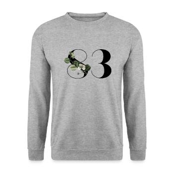 Numéro 83 floral vert - 83e anniversaire floral - Sweat-shirt Unisexe - gris chiné - Devant - Alina (178cm) & Michal (187cm)