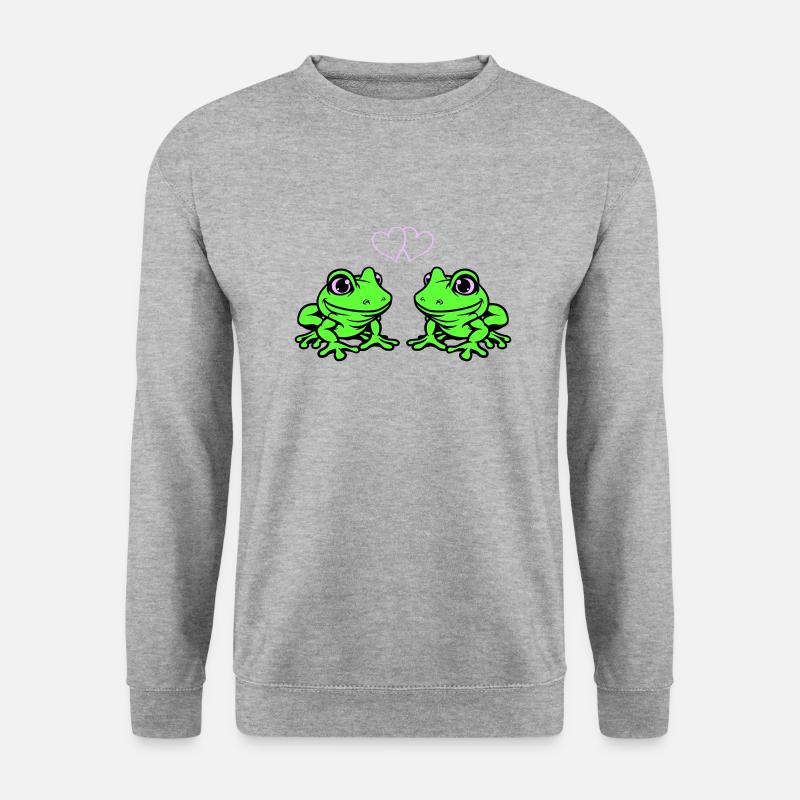 frosch comic love - Unisex Pullover - Weißgrau meliert