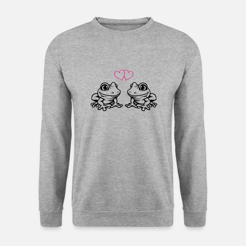 frosch comic love - Unisex Pullover - Weißgrau meliert