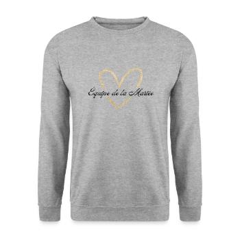 The Bride Team Golden Heart Glitter - Unisex Sweatshirt - salt & pepper - Front - Alina (178cm) & Michal (187cm)