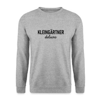 Kleingärtner deluxe - Laubenpieper - Garten - Gärt - Unisex Pullover - Weißgrau meliert - Vorne - Alina (178cm) & Michal (187cm)