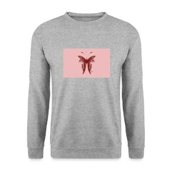 Rosa-Schmetterling- für junge mit Styl - Unisex Pullover - Weißgrau meliert - Vorne - Alina (178cm) & Michal (187cm)