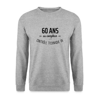 60 ans au compteur - Sweat-shirt Unisexe - gris chiné - Devant - Alina (178cm) & Michal (187cm)