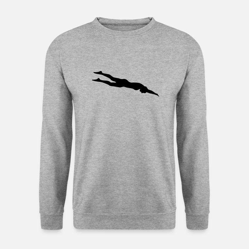 Schwimmerin, Schwimmen - Unisex Pullover - Weißgrau meliert