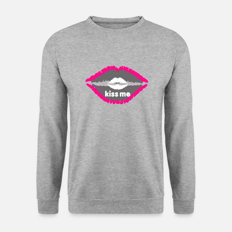 Kussmund - Unisex Pullover - Weißgrau meliert