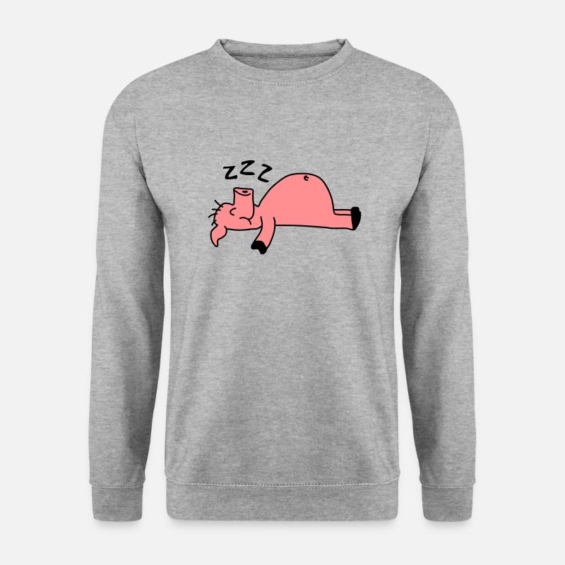 Sleeping Pig - Unisex Pullover - Weißgrau meliert