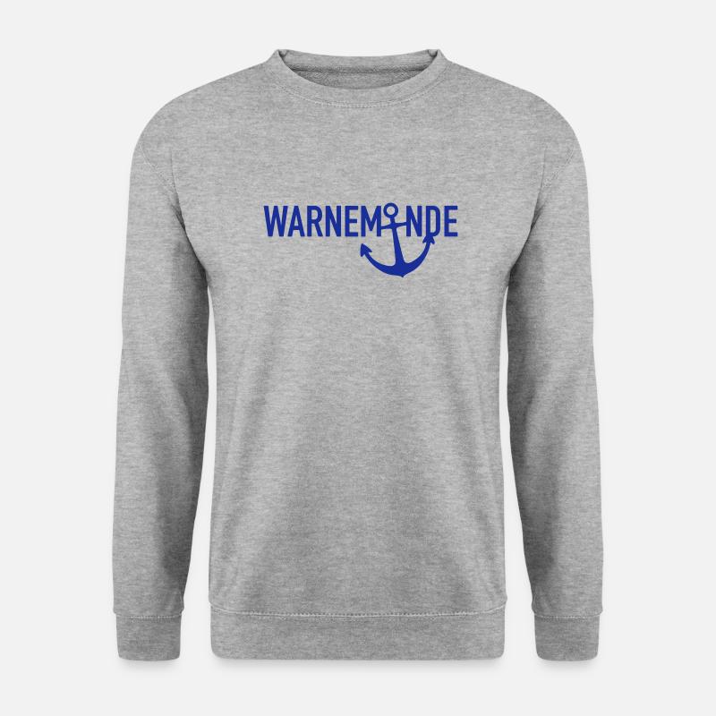Warnemünde mein Anker - Unisex Pullover - Weißgrau meliert