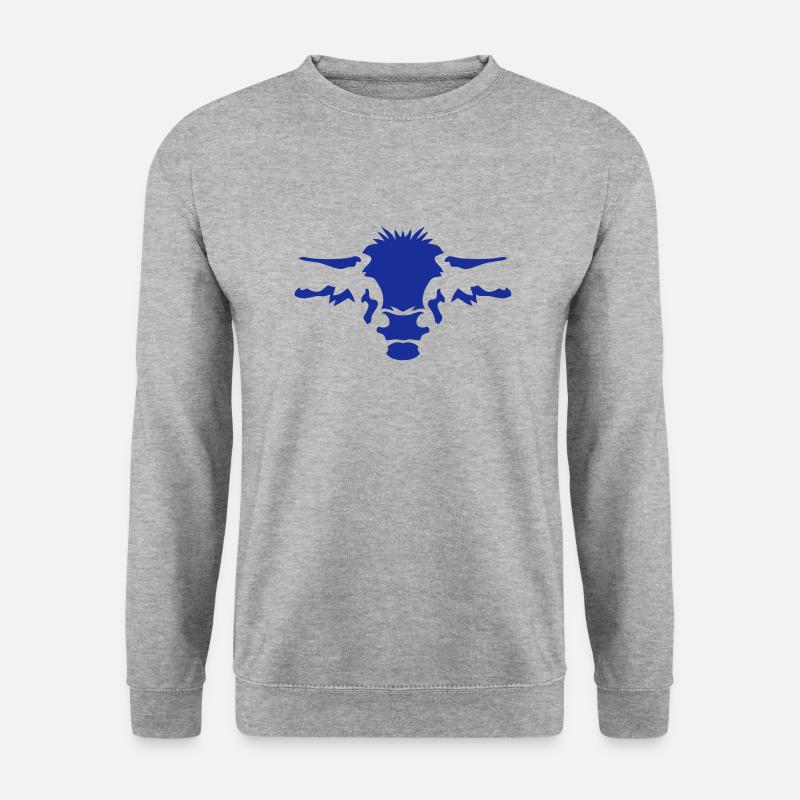 Tierkopf Kuh - Unisex Pullover - Weißgrau meliert