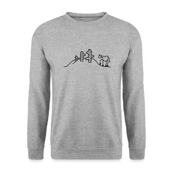 Kamel & Kaktus - Unisex Pullover - Weißgrau meliert - Vorne - Alina (178cm) & Michal (187cm)